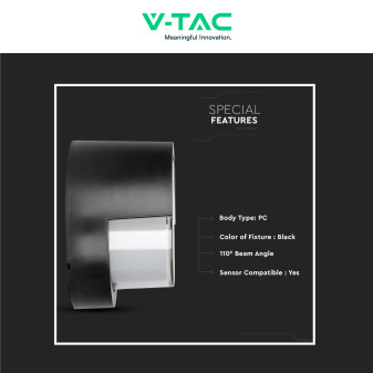 VT-831 Lampada LED da Muro 7W SMD IP65 Colore Nero V-Tac