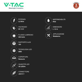 VT-8067 Bedlight Kit Striscia LED Sensore Alimentatore V-Tac
