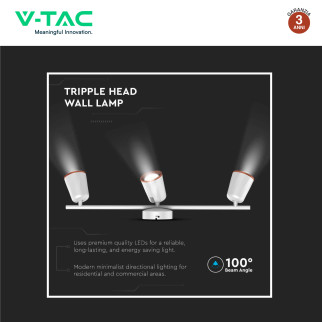 VT-818 Lampada LED da Parete 15W SMD Colore Bianco V-Tac