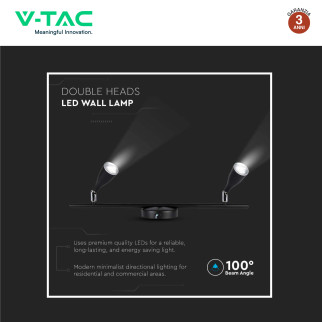 VT-810 Lampada LED da Parete 9W SMD Colore Nero V-Tac