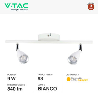 VT-810 Lampada LED Parete 9W SMD Colore Bianco V-Tac