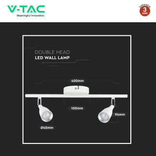 VT-810 Lampada LED Parete 9W SMD Colore Bianco V-Tac