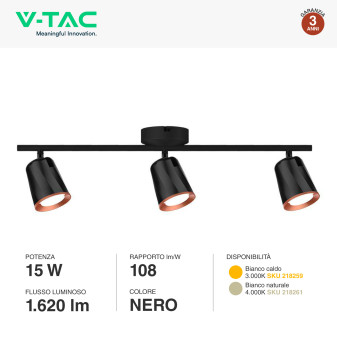 VT-818 Lampada LED Parete 15W SMD Colore Nero V-Tac