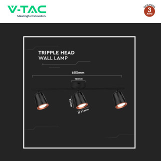 VT-818 Lampada LED Parete 15W SMD Colore Nero V-Tac