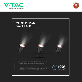 VT-818 Lampada LED Parete 15W SMD Colore Nero V-Tac