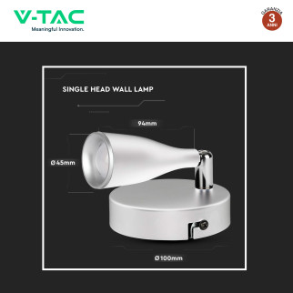 VT-805 Lampada LED Parete 4,5W SMD Orientabile Bianca V-Tac