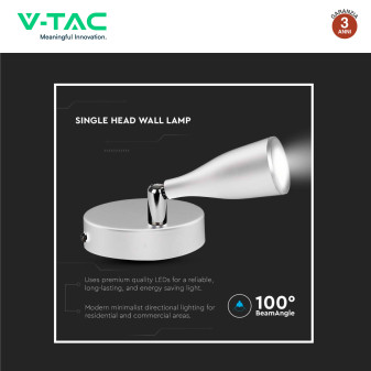 VT-805 Lampada LED Parete 4,5W SMD Orientabile Bianca V-Tac