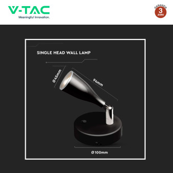 VT-805 Lampada LED da Parete 4,5W SMD Colore Nero V-Tac