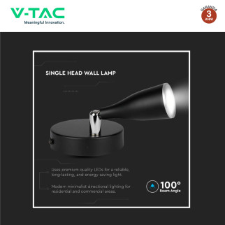 VT-805 Lampada LED da Parete 4,5W SMD Colore Nero V-Tac