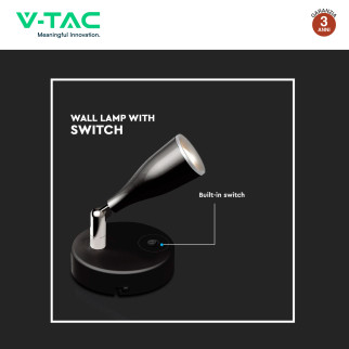 VT-805 Lampada LED da Parete 4,5W SMD Colore Nero V-Tac