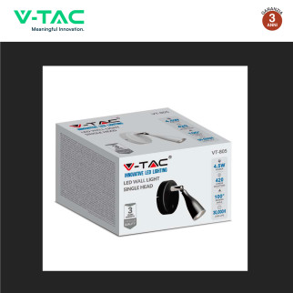VT-805 Lampada LED da Parete 4,5W SMD Colore Nero V-Tac