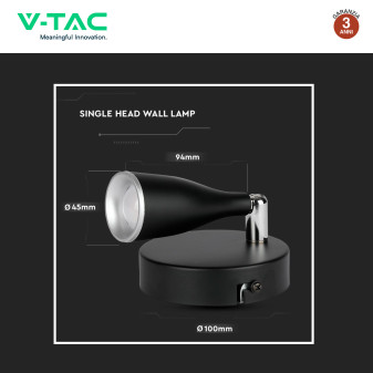 Lampada LED Parete 4,5W SMD Orientabile Bianca V-Tac VT-805