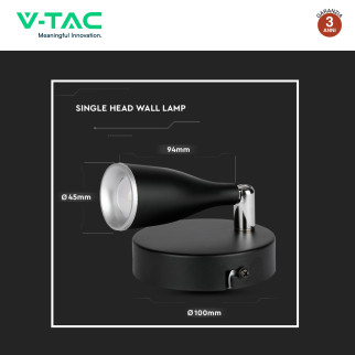 Lampada LED Parete 4,5W SMD Orientabile Bianca V-Tac VT-805
