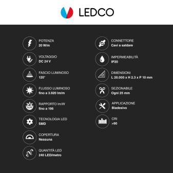 Striscia LED 400W Flessibile SMD Monocolore 24V 20m LEDCO
