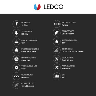 Striscia LED 60W Flessibile SMD Monocolore 24V 5m LEDCO