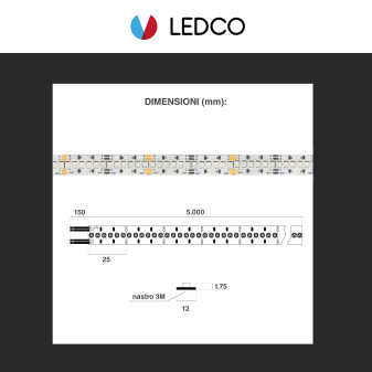 Striscia LED 100W Flessibile SMD Monocolore 24V 5m LEDCO