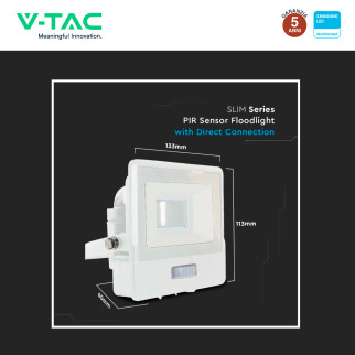 VT-118S Faro LED 10W SMD Chip Samsung con Sensore IP65 V-Tac