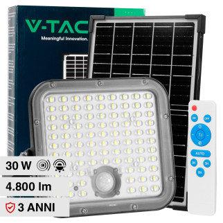 VT-432 Faro LED 30W IP65 Pannello Solare con Sensore Telecomando V-Tac