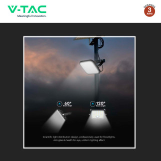 VT-432 Faro LED 30W IP65 Pannello Solare con Sensore Telecomando V-Tac
