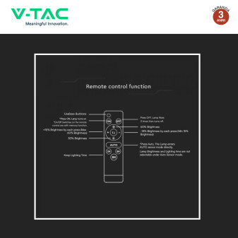 VT-432 Faro LED 30W IP65 Pannello Solare con Sensore Telecomando V-Tac