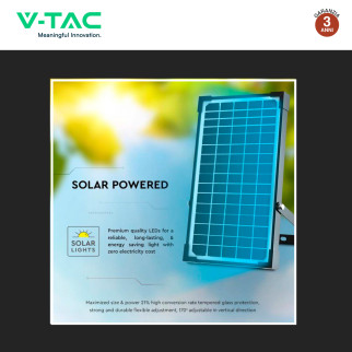 VT-432 Faro LED 30W IP65 Pannello Solare con Sensore Telecomando V-Tac