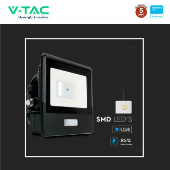Faro LED 10W SMD Chip Samsung con Sensore IP65 VT-118S V-Tac