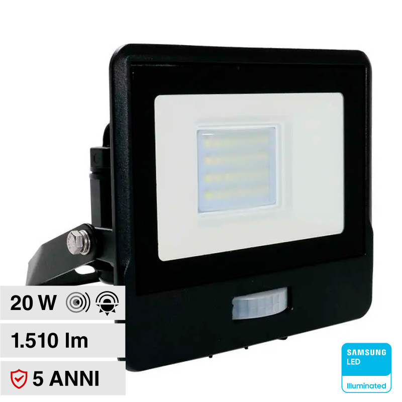VT-128S Faro LED 20W SMD Chip Samsung con Sensore IP65 V-Tac