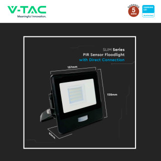 VT-128S Faro LED 20W SMD Chip Samsung con Sensore IP65 V-Tac