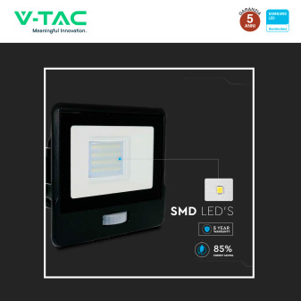 VT-128S Faro LED 20W SMD Chip Samsung con Sensore IP65 V-Tac