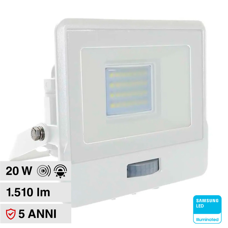 Faro LED 20W SMD VT-128S Chip Samsung con Sensore IP65 V-Tac