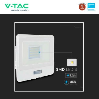 Faro LED 20W SMD VT-128S Chip Samsung con Sensore IP65 V-Tac