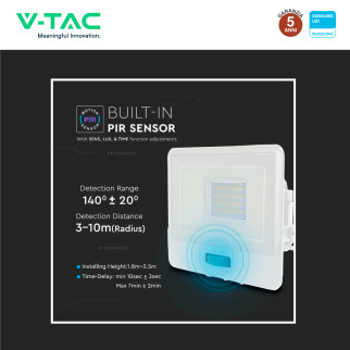 Faro LED 20W SMD VT-128S Chip Samsung con Sensore IP65 V-Tac