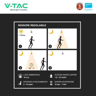 VT-138S Faro LED 30W SMD Chip Samsung con Sensore IP65 V-Tac