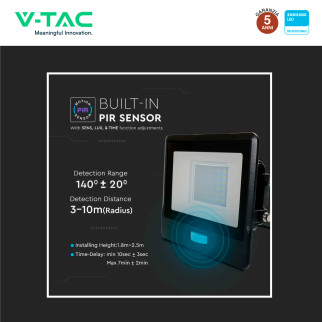 VT-138S Faro LED 30W SMD Chip Samsung con Sensore IP65 V-Tac
