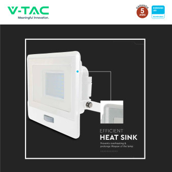 Faro LED 30W SMD Chip VT-138S Samsung con Sensore IP65 V-Tac