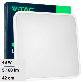 VT-8630 Plafoniera LED Quadrata 48W SMD IP44 Colore Bianco V-Tac