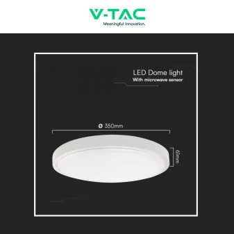 VT-8624S Plafoniera LED Rotonda 24W SMD IP44 Colore Bianco V-Tac