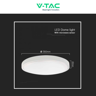 VT-8624S Plafoniera LED Rotonda 24W SMD IP44 Colore Bianco V-Tac