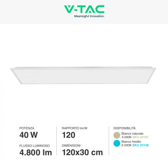 VT-61140 Pannello LED Rettangolare 120x30 40W SMD e Driver V-Tac