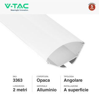 V-Tac VT-8105 Profilo Angolare in Alluminio per Strisce LED