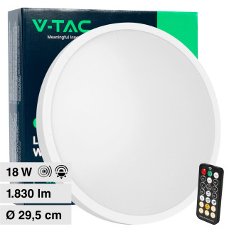 VT-8630 Plafoniera LED Rotonda 18W SMD IP44 Colore Bianco V-Tac