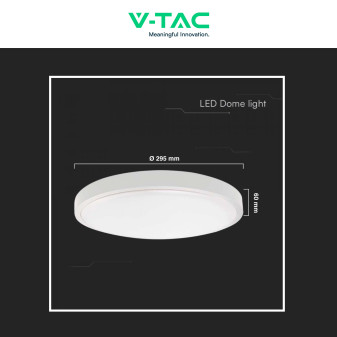 VT-8630 Plafoniera LED Rotonda 18W SMD IP44 Colore Bianco V-Tac