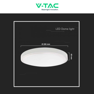 VT-8630 Plafoniera LED Rotonda 18W SMD IP44 Colore Bianco V-Tac