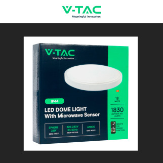 VT-8630 Plafoniera LED Rotonda 18W SMD IP44 Colore Bianco V-Tac