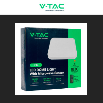 VT-8630 Plafoniera LED Quadrata 18W SMD IP44 Colore Bianco V-Tac
