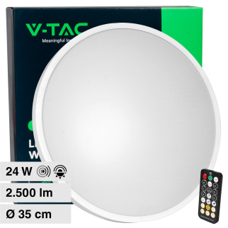 VT-8624S Plafoniera LED Rotonda 24W SMD IP44 Colore Bianco V-Tac