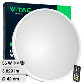 VT-8630 Plafoniera LED Rotonda 36W SMD IP44 Colore Bianco V-Tac