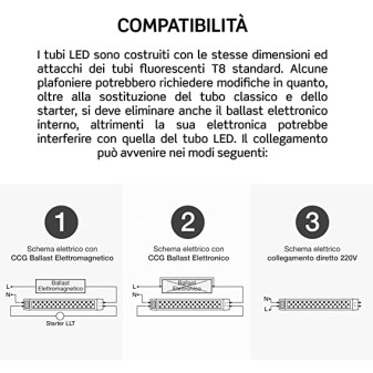 Tubo LED SMD 9W G13 Lampadina 60cm con Starter Life