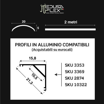 Medusaflex Aurelia Copertura Angolare Milky per Profilo in Alluminio