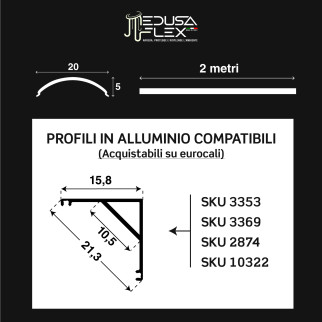 Medusaflex Aurelia Copertura Angolare Milky per Profilo in Alluminio